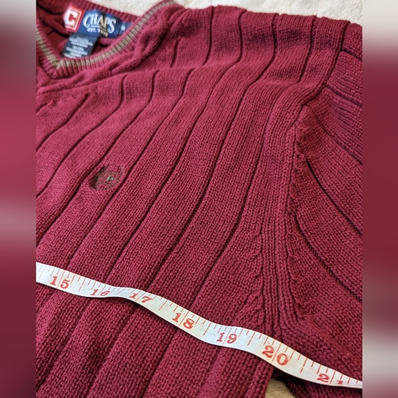 Chaps burgundy polo cotton sweater M - Picture 3 of 6